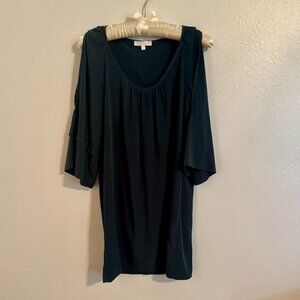 Shoulder Less Dark Forest Green Long Shirt Size Small